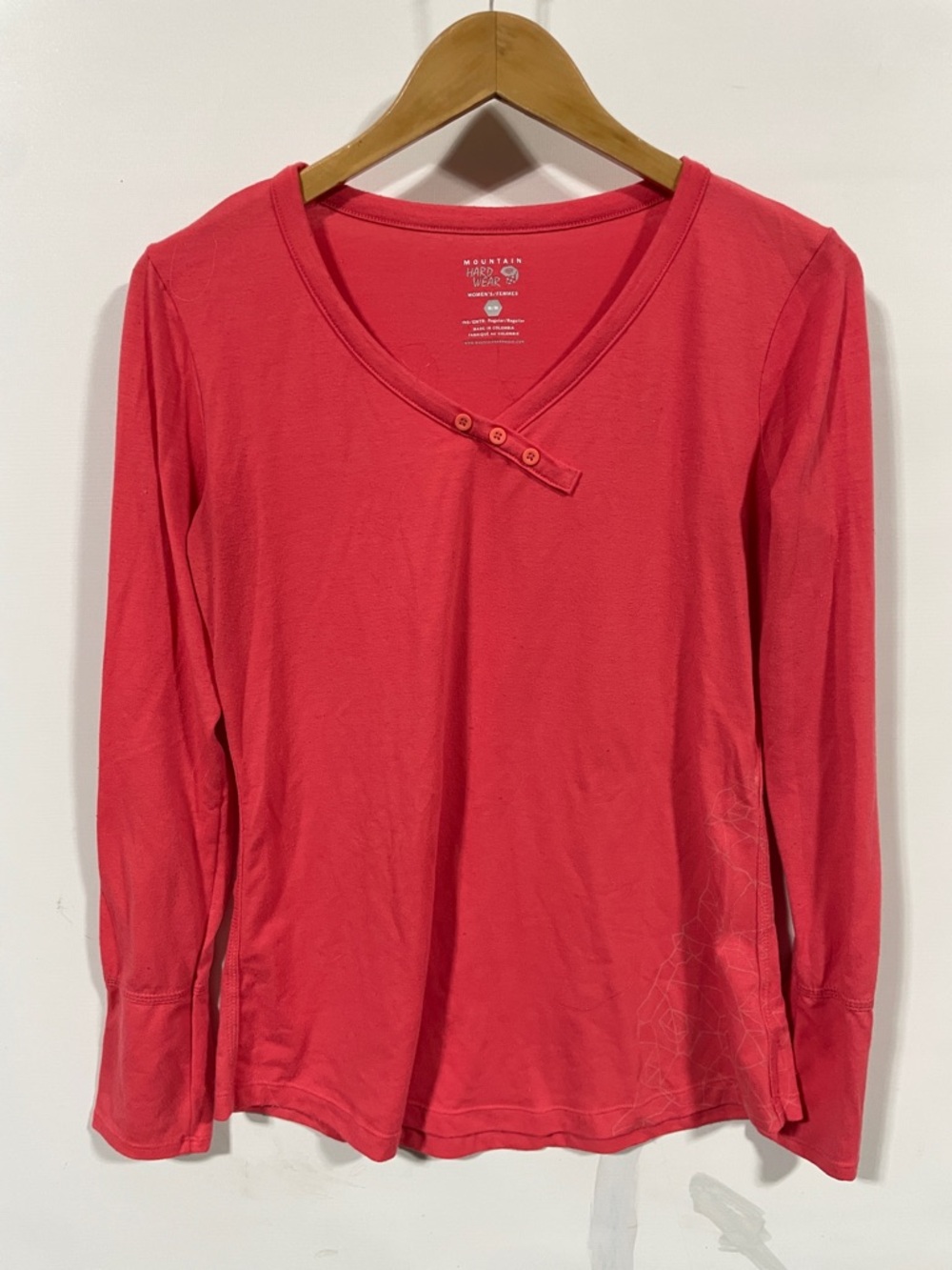 Mountain Hardwear Women's Coral Red Long-Sleeve V-Neck Top